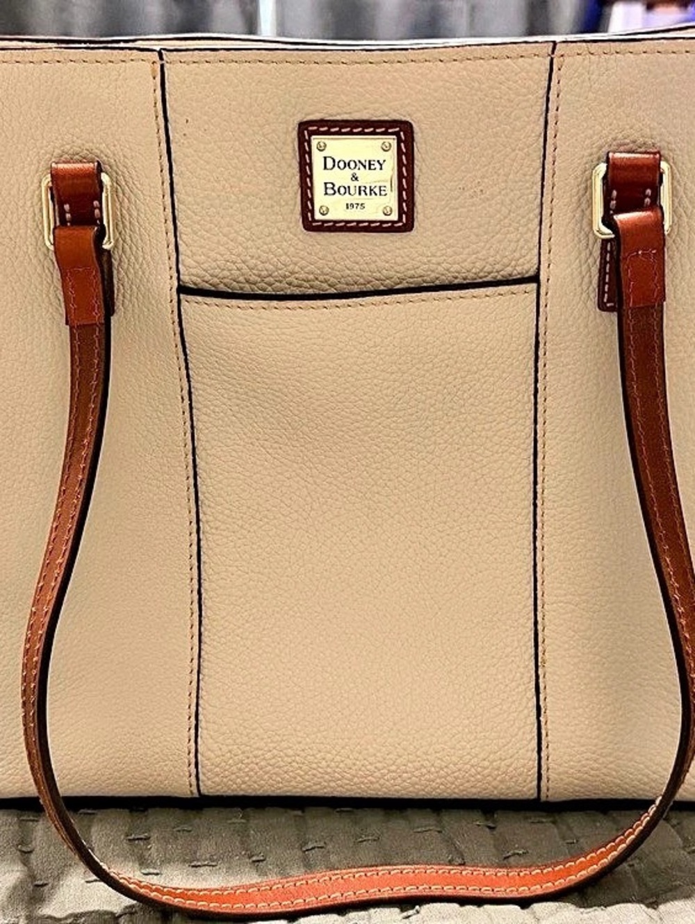 Dooney & Bourke Pebble Grain Flynn Tote Cream & Brown